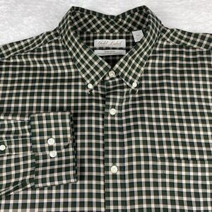 Roundtree & Yorke Gold Label Dress Shirt Mens XXL Green/Tan Checks No Iron